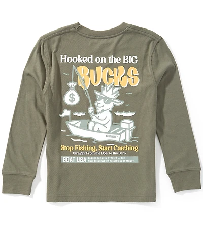 GOAT USA Big Boys Hooked on the Big Bucks Long Sleeve T-Shirt