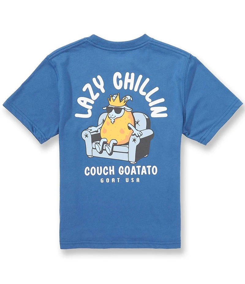 GOAT USA Big Boys Lazy Couch Potato Graphic Short Sleeve T-Shirt