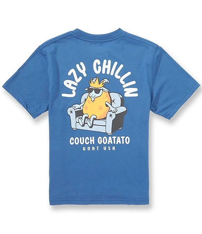 GOAT USA Big Boys Lazy Couch Potato Graphic Short Sleeve T-Shirt