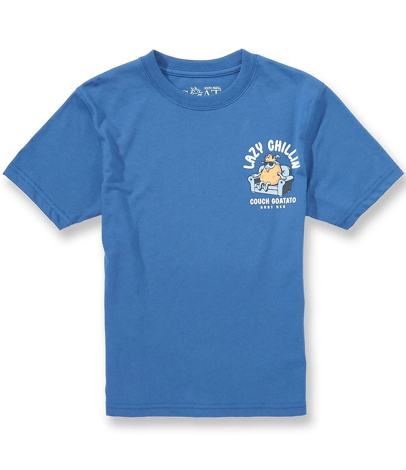 GOAT USA Big Boys Lazy Couch Potato Graphic Short Sleeve T-Shirt