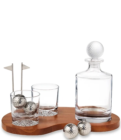 Godinger 10-Piece Golf Whiskey Decanter and Glass Set