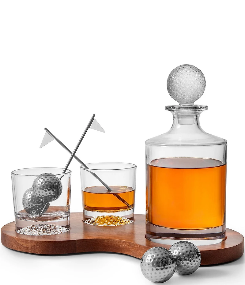 Godinger 10-Piece Golf Whiskey Decanter and Glass Set