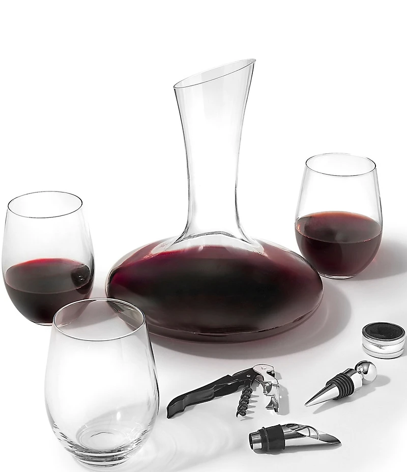 Godinger 9-Piece Carafe and Stemless Wine Set with Tools