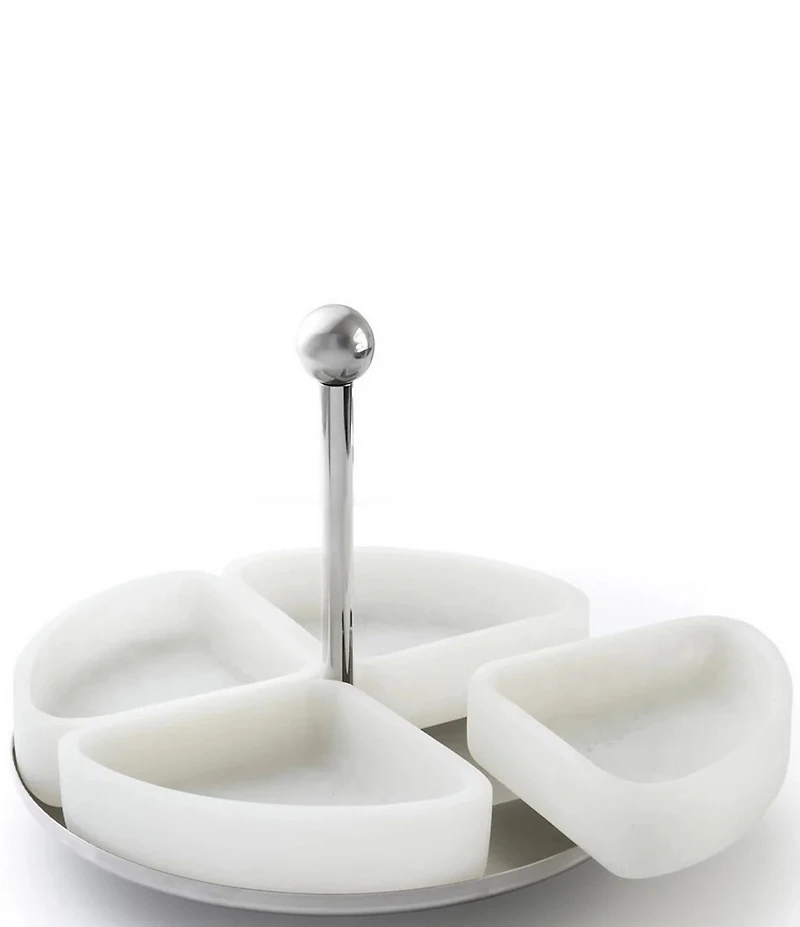 Godinger Azure White Sectional Server and Stand