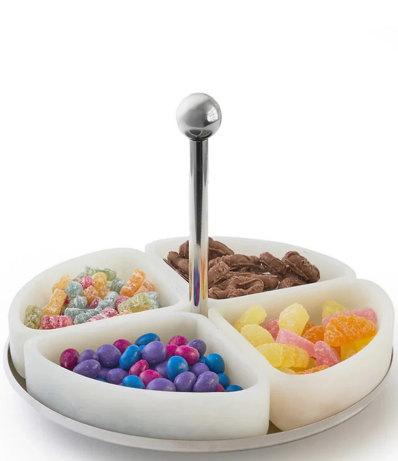 Godinger Azure White Sectional Server and Stand