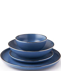 Godinger Beaumont Blue Stoneware 16-Piece Dinnerware Set, Service for 4