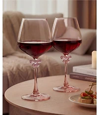 Godinger Pink Bow White Novelty Wine Glasses, Set of 2