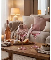 Godinger Pink Bow White Novelty Wine Glasses, Set of 2