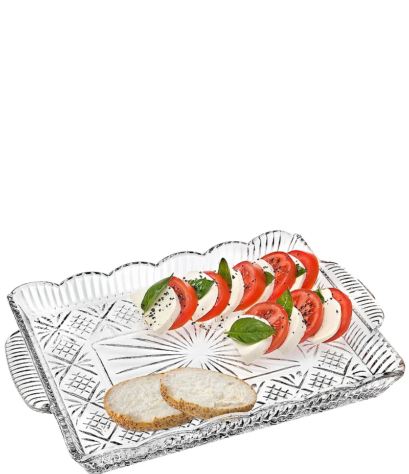 Godinger Dublin Crystal Rectanglular Tray 16#double;