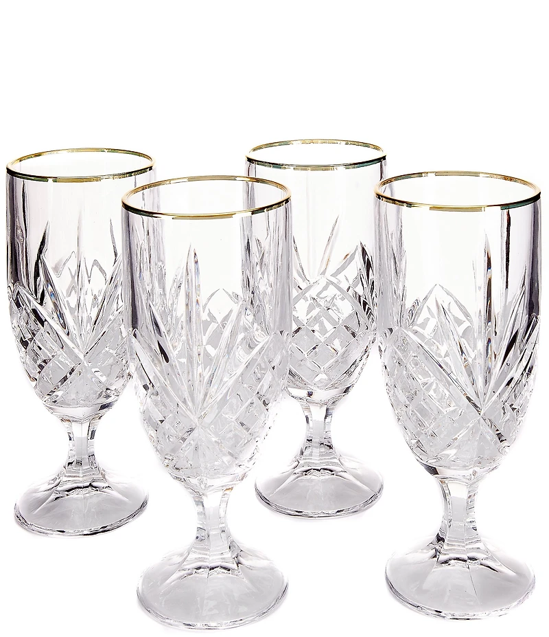 Godinger Dublin Gold-Rimmed Handcrafted Iced Beverage Glasses, Set of 4