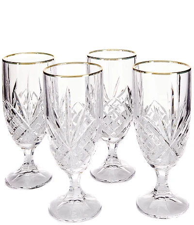 Godinger Dublin Gold-Rimmed Handcrafted Iced Beverage Glasses, Set of 4