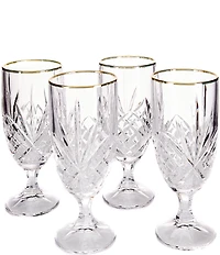 Godinger Dublin Gold-Rimmed Handcrafted Crystal Iced Beverage Glasses Set of 4