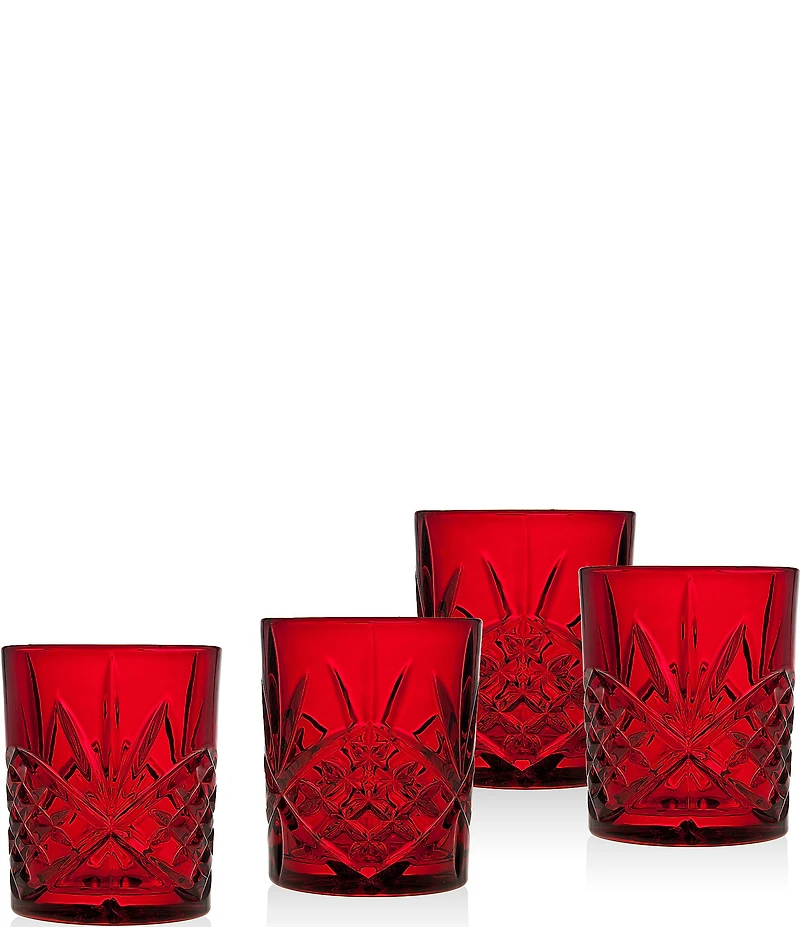 Godinger Dublin Red Double Old-Fashion Glasses, Set of 4