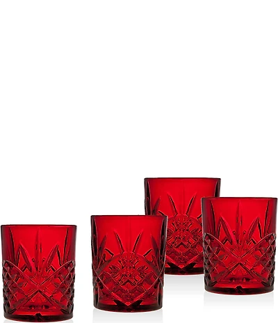 Godinger Dublin Red Double Old-Fashion Glasses, Set of 4