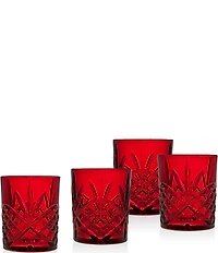 Godinger Dublin Red Double Old-Fashion Glasses, Set of 4