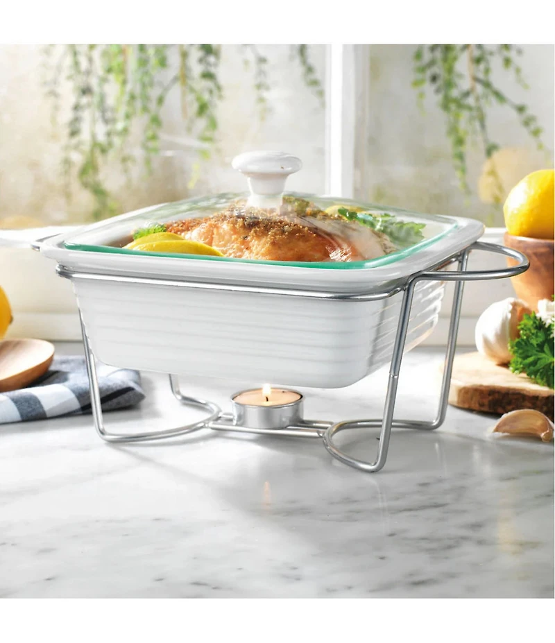 Godinger Kitchen Chemistry 1.2 Quart Baker with Stand and Warming Tea Light Holder