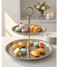 Godinger Perles Stainless Steel 2 Tiered Server, 12#double;
