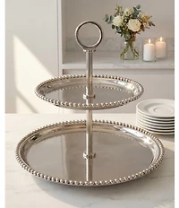 Godinger Perles Stainless Steel 2 Tiered Server, 12#double;