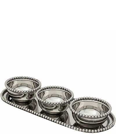 Godinger Perles Stainless Steel Condiment Server - 4 Piece