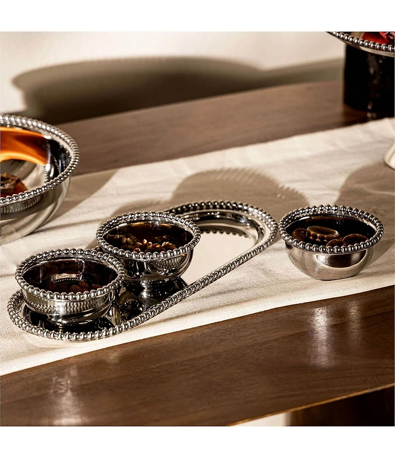 Godinger Perles Stainless Steel Condiment Server - 4 Piece