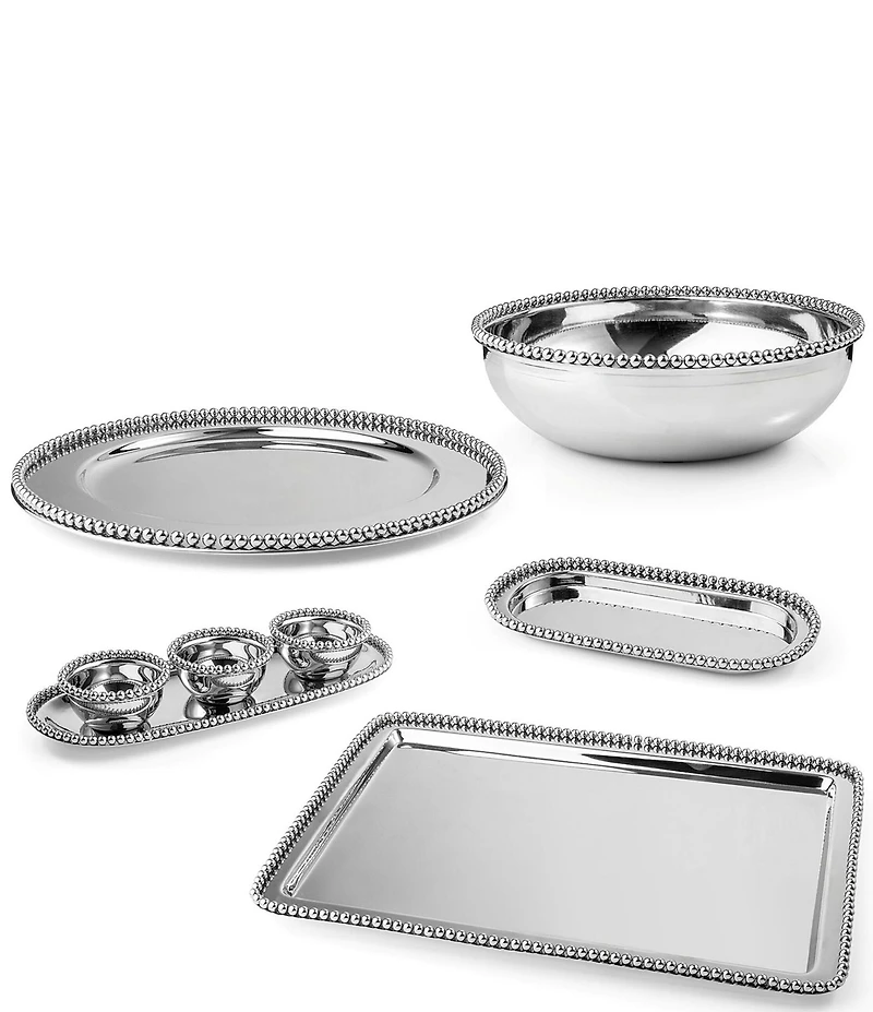 Godinger Perles Stainless Steel Oval Tray