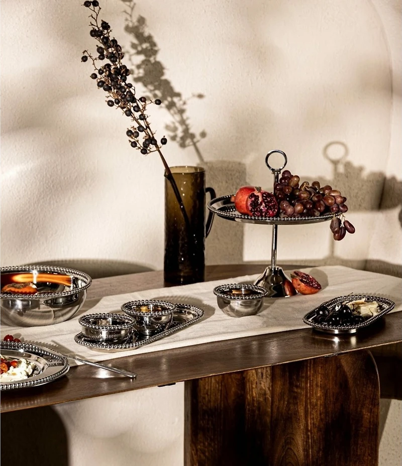 Godinger Perles Stainless Steel Oval Tray