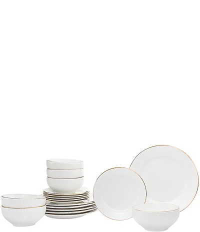 Godinger Pique Gold 18-Piece Dinnerware, Service for 6