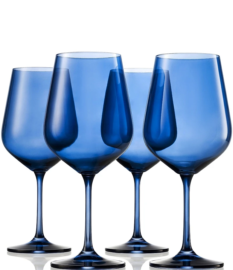 Godinger Sheer Blue Wine Glasses, Set of 4