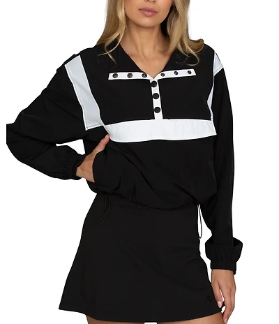 GOLD HINGE AirGlyde™ Button Up Long Sleeve Cropped Windbreaker