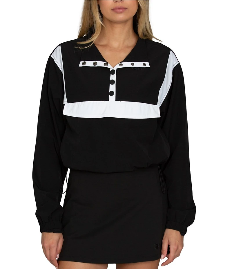 GOLD HINGE AirGlyde™ Button Up Long Sleeve Cropped Windbreaker