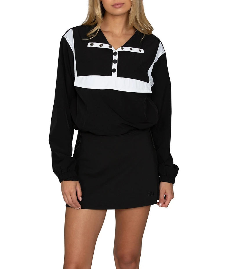 GOLD HINGE AirGlyde™ Button Up Long Sleeve Cropped Windbreaker