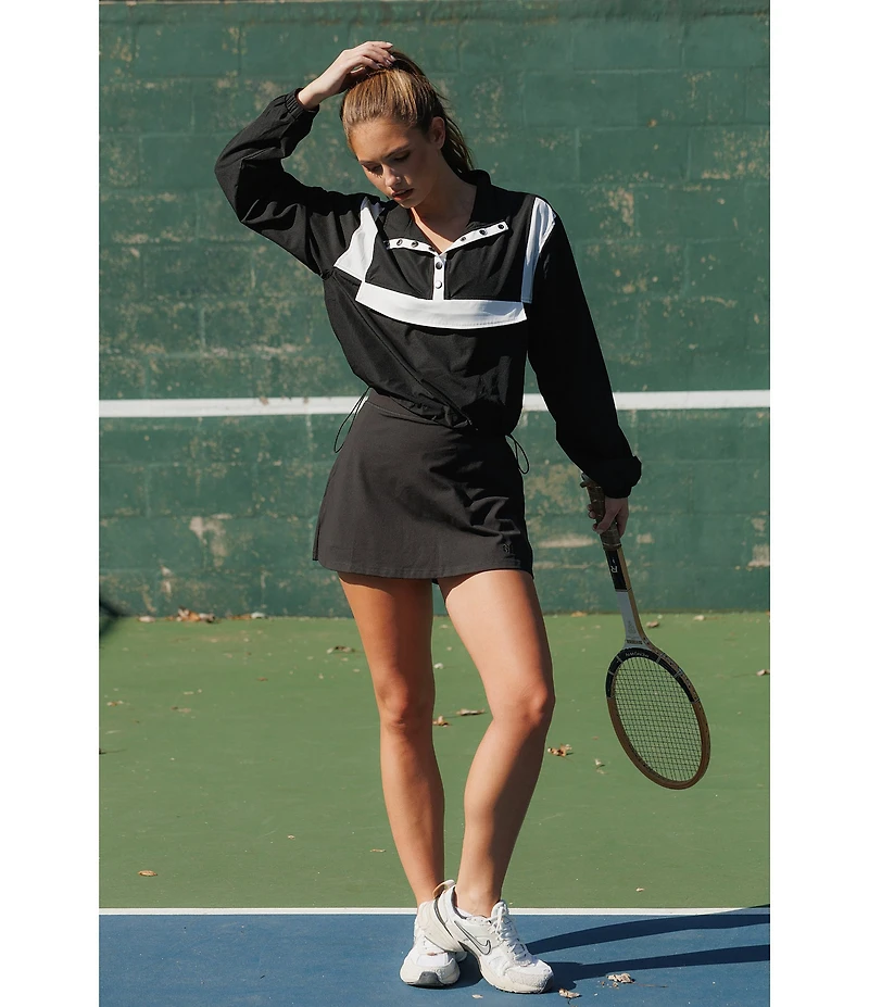 GOLD HINGE AirGlyde™ Button Up Long Sleeve Cropped Windbreaker