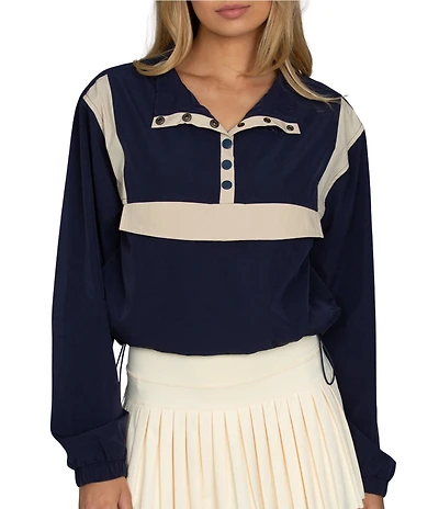 GOLD HINGE AirGlyde™ Button Up Long Sleeve Cropped Windbreaker