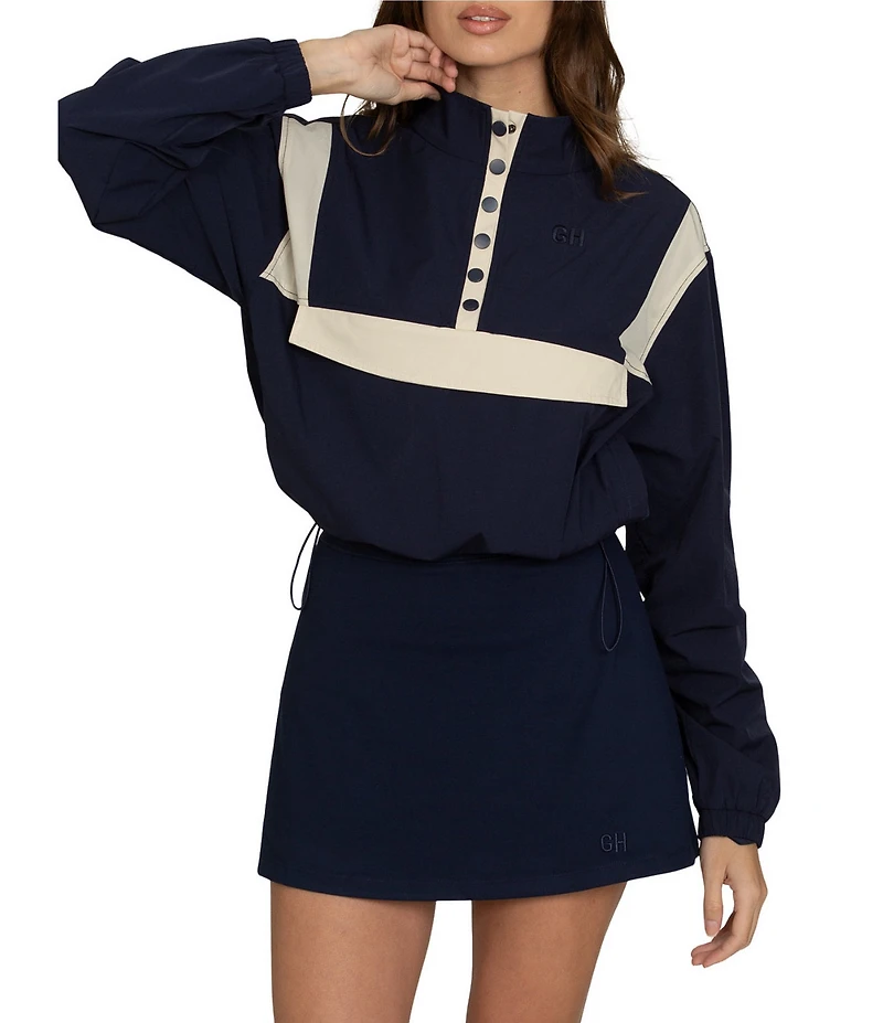 GOLD HINGE AirGlyde™ Button Up Long Sleeve Cropped Windbreaker