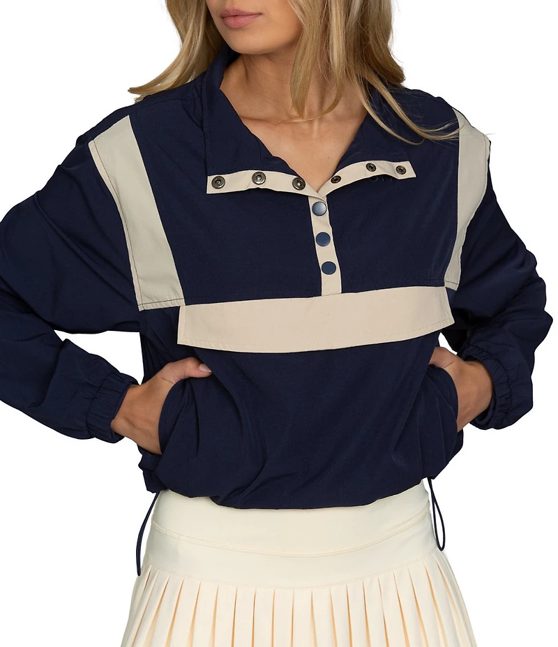 GOLD HINGE AirGlyde™ Button Up Long Sleeve Cropped Windbreaker