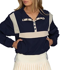 GOLD HINGE AirGlyde™ Button Up Long Sleeve Cropped Windbreaker