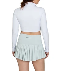 GOLD HINGE Athletic Collared Long Sleeve Half-Zip Crop Top