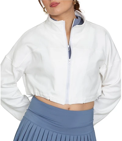 GOLD HINGE Collared Fleece Lined Long Sleeve Side Cinched Crop Jacket