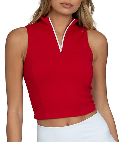 GOLD HINGE Day To Night Quarter-Zip Sleeveless Top