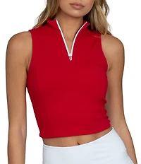 GOLD HINGE Day To Night Quarter-Zip Sleeveless Top
