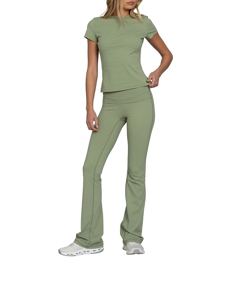 GOLD HINGE Essential Foldover High Rise Flare Pants