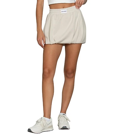 GOLD HINGE LuxeSoft Elastic High-Waist Bubble Mini Skirt