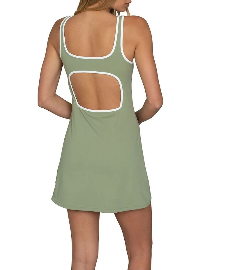 GOLD HINGE Open Back Scoop Neck Sleeveless Mini Dress