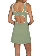 GOLD HINGE Open Back Scoop Neck Sleeveless Mini Dress