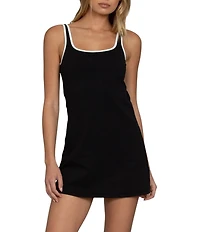 GOLD HINGE Open Back Scoop Neck Sleeveless Mini Dress