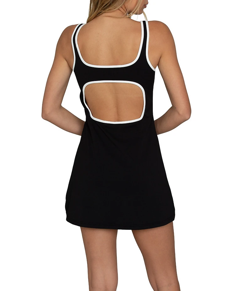 GOLD HINGE Open Back Scoop Neck Sleeveless Mini Dress