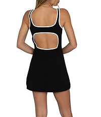 GOLD HINGE Open Back Scoop Neck Sleeveless Mini Dress