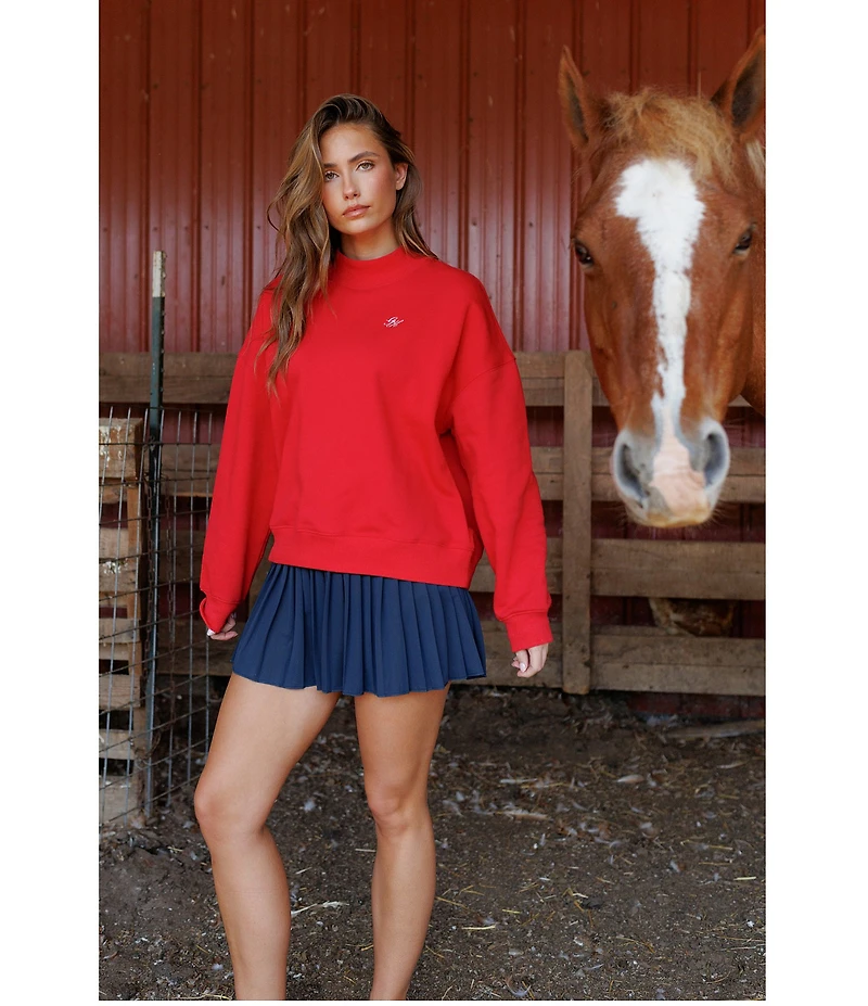 GOLD HINGE Prep Mock Neck Long Sleeve Sweatshirt