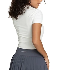 GOLD HINGE Preppy V-Neck Short Sleeve Polo Top