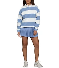 GOLD HINGE Striped Rugby Collared Neck Long Sleeve Top